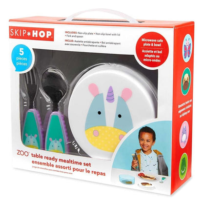 Skip Hop Zoo Table Ready Meal Set-Unicorn-With Divided Sections-Set of 5-For Feeding Infants