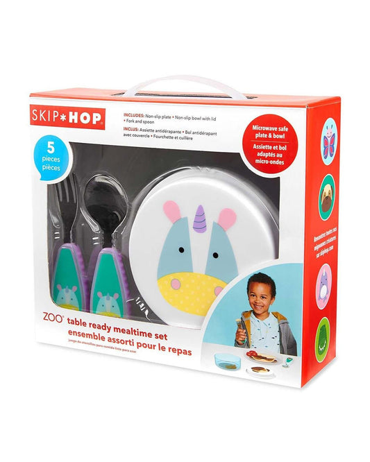 Skip Hop Zoo Table Ready Meal Set-Unicorn-With Divided Sections-Set of 5-For Feeding Infants