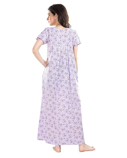 AV2 Lavender Maternity Nursing Nighty-Round Neck-Other Print-Bump Friendly