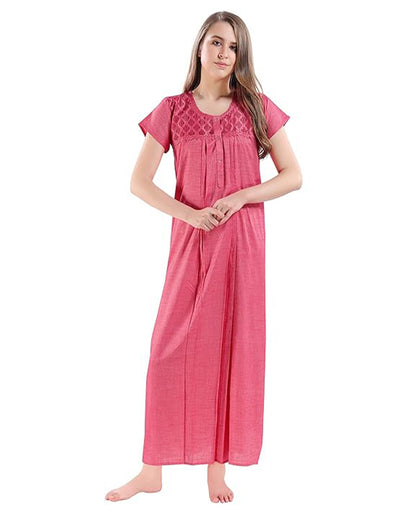 AV2 Pink Maternity Nursing Nighty-Round Neck-Other Print-Bump Friendly