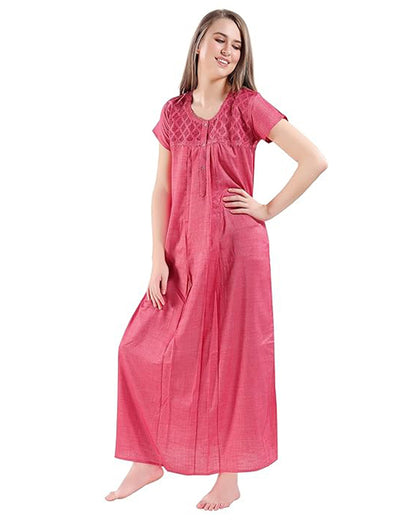 AV2 Pink Maternity Nursing Nighty-Round Neck-Other Print-Bump Friendly