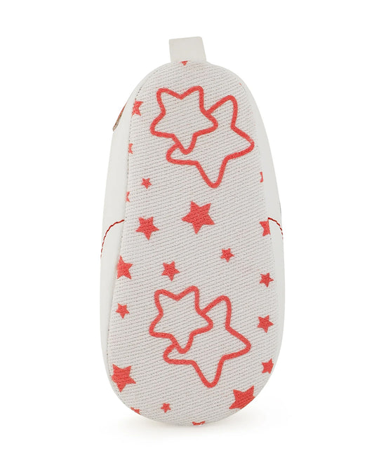 Baby Doe White & Blue Star Print Velcro Sneakers For Infants