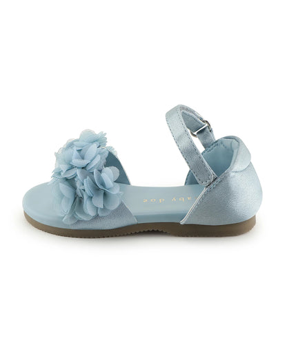 Baby Doe Ocean Blue Flower Print Velcro Sandals For Infants