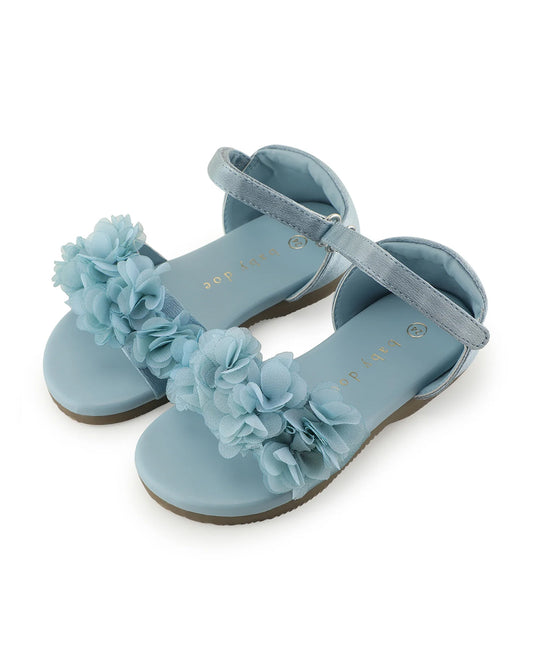 Baby Doe Ocean Blue Flower Print Velcro Sandals For Infants