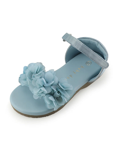 Baby Doe Ocean Blue Flower Print Velcro Sandals For Infants