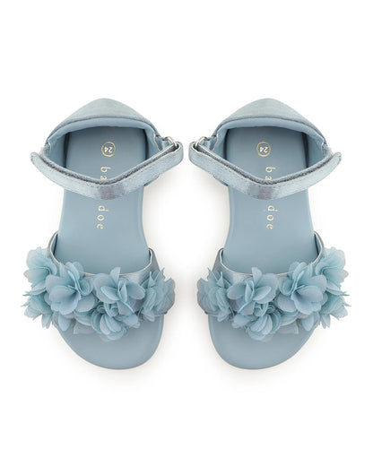 Baby Doe Ocean Blue Flower Print Velcro Sandals For Infants