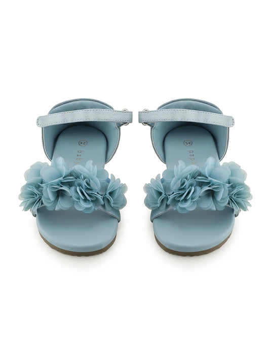 Baby Doe Ocean Blue Flower Print Velcro Sandals For Infants