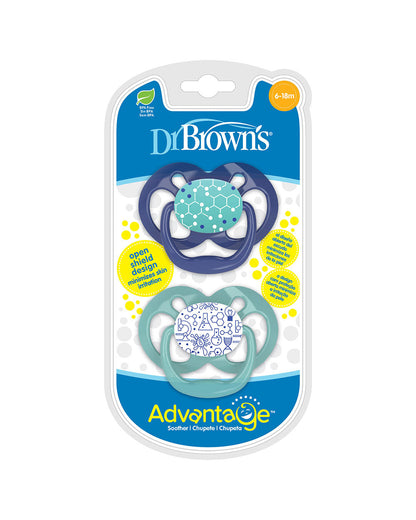 Dr. Brown's Advantage Pacifiers-With Round Silicone Bulb-Blue Chemistry-Pack of 2-Soother