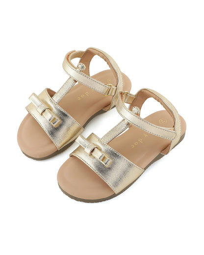 Baby Doe Shiny Gold Velcro Sandals For Infants