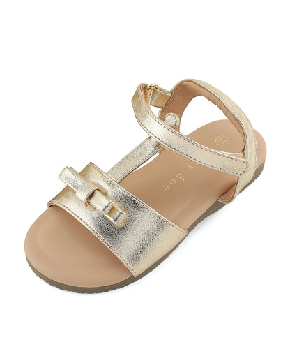 Baby Doe Shiny Gold Velcro Sandals For Infants