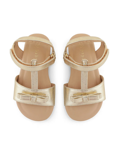 Baby Doe Shiny Gold Velcro Sandals For Infants