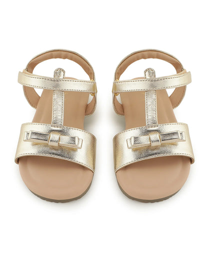 Baby Doe Shiny Gold Velcro Sandals For Infants