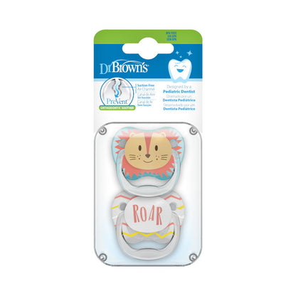 Dr. Brown's Prevent Butterfly Soother-100% Silicone Bulb-Orthodontic-Teal & Grey-0 to 6M-Pack of 2-Pacifier