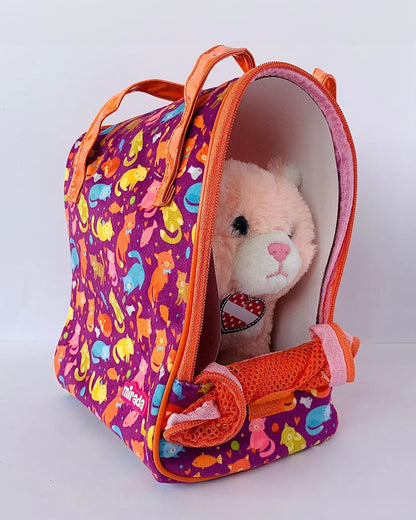 Mirada Plush Pet In A Bag-Pink Cat-Plush Cuddly Toy For Newborn