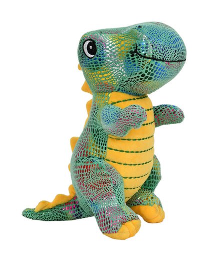 Mirada Green Sitting Dinosaur Foil Stuffed Soft Toy-Plush Cuddly Toy For Newborn