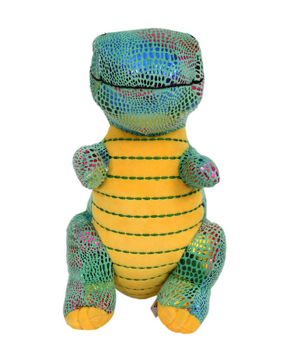Mirada Green Sitting Dinosaur Foil Stuffed Soft Toy-Plush Cuddly Toy For Newborn