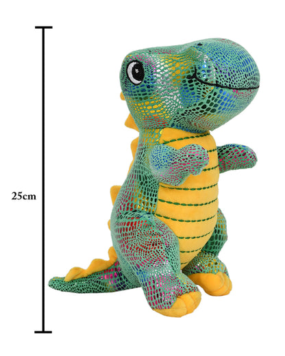 Mirada Green Sitting Dinosaur Foil Stuffed Soft Toy-Plush Cuddly Toy For Newborn