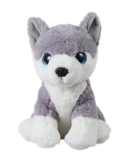 Mirada Grey Husky Dog With Glitter Eyes Stuffed Soft Toy-Plush Cuddly Toy For Newborn