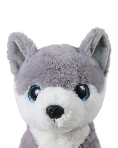 Mirada Grey Husky Dog With Glitter Eyes Stuffed Soft Toy-Plush Cuddly Toy For Newborn