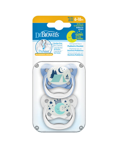 Dr. Brown's Prevent Butterfly Soother-Glow In The Dark-Orthodontic-Blue-6 to 18M-Soother