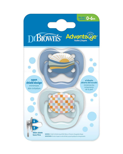Dr. Brown's Advantage Pacifier-With Round Silicone Bulb-Blue Space-Pack of 2-Soother