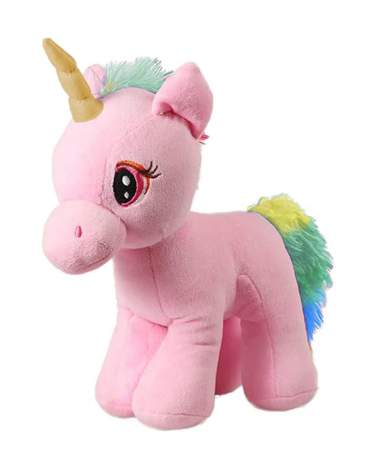 Mirada Pink Standing Unicorn With Glitter Horn Stuffed Soft Toy-Plush Cuddly Toy For Newborn