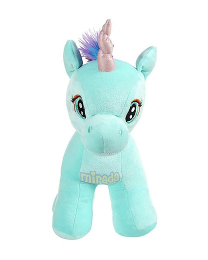 Mirada Cyan Standing Unicorn With Glitter Horn Stuffed Soft Toy-Plush Cuddly Toy For Newborn