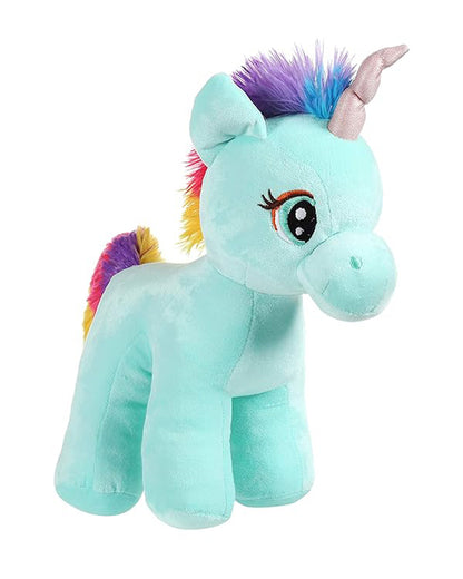 Mirada Cyan Standing Unicorn With Glitter Horn Stuffed Soft Toy-Plush Cuddly Toy For Newborn