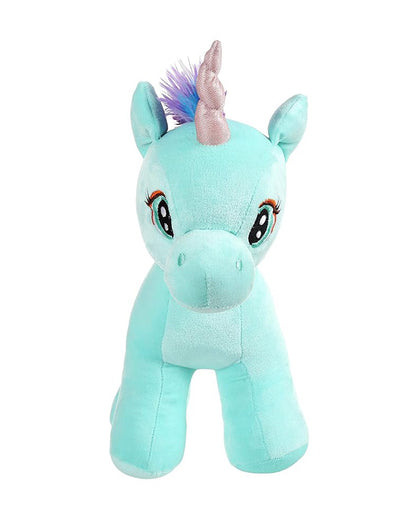 Mirada Cyan Standing Unicorn With Glitter Horn Stuffed Soft Toy-Plush Cuddly Toy For Newborn