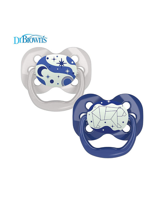 Dr. Brown's Advantage Pacifiers-Glow In The Dark-Blue-Pack of 2-Soother