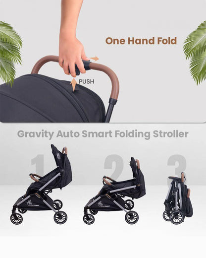 R for Rabbit Street Smart Auto Fold Lightweight Baby Stroller-Mutli Position Recline-One Hand Fold-Pram for 0 to 3Y (Upto 20 Kg)-Pure Black