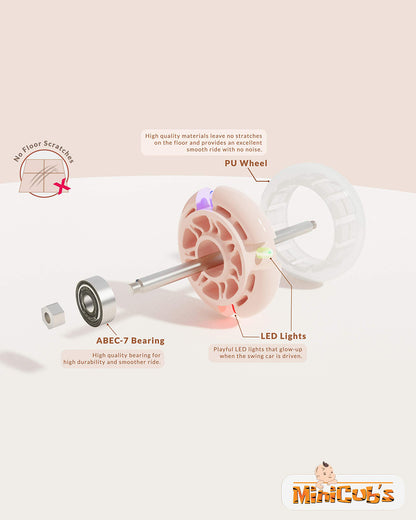 MiniCubs Swing Car-With Scratch Free & LED Swivel Wheels-Wide Seating Area-3Y+ (Upto 100kg)-Sea Green and Lemon Yellow