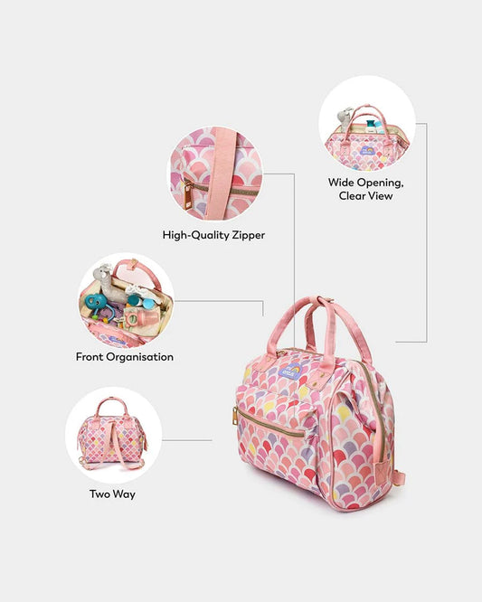 Mi Arcus Canvas Tote Diaper Bag-Backpack-With Removable Shoulder Straps-Pink