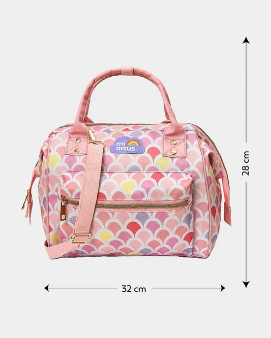 Mi Arcus Canvas Tote Diaper Bag-Backpack-With Removable Shoulder Straps-Pink