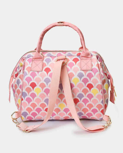 Mi Arcus Canvas Tote Diaper Bag-Backpack-With Removable Shoulder Straps-Pink