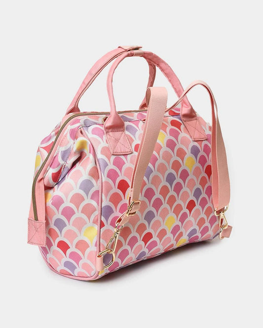 Mi Arcus Canvas Tote Diaper Bag-Backpack-With Removable Shoulder Straps-Pink