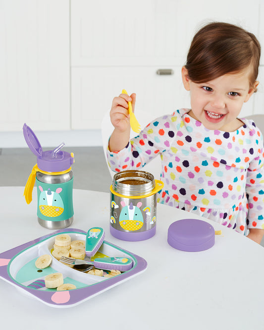 Skip Hop Zootensils-Unicorn-Stainless Steel Spoon & Fork Set-Soft Sides For Easy Grip-For Infants