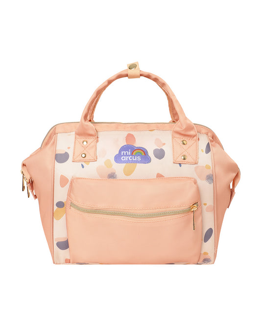 Mi Arcus Stone Print Diaper Bag-Backpack-With Removable Shoulder Straps-Peach