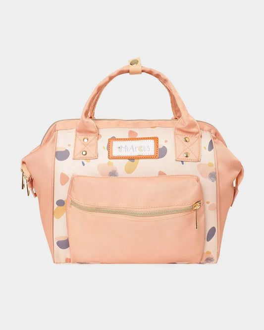 Mi Arcus Stone Print Diaper Bag-Backpack-With Removable Shoulder Straps-Peach