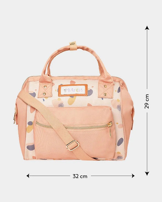 Mi Arcus Stone Print Diaper Bag-Backpack-With Removable Shoulder Straps-Peach