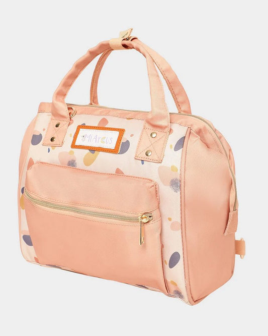 Mi Arcus Stone Print Diaper Bag-Backpack-With Removable Shoulder Straps-Peach