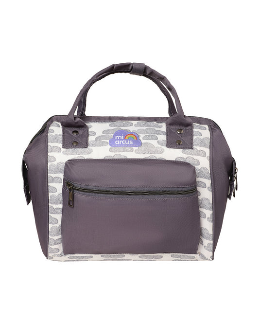 Mi Arcus Cloud Print Tote Diaper Bag-Backpack-With Removable Shoulder Straps-Grey