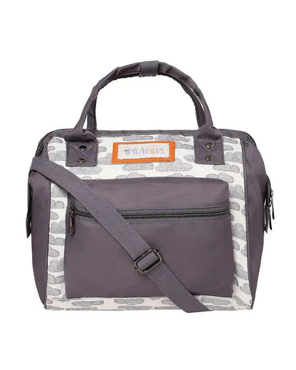 Mi Arcus Cloud Print Tote Diaper Bag-Backpack-With Removable Shoulder Straps-Grey