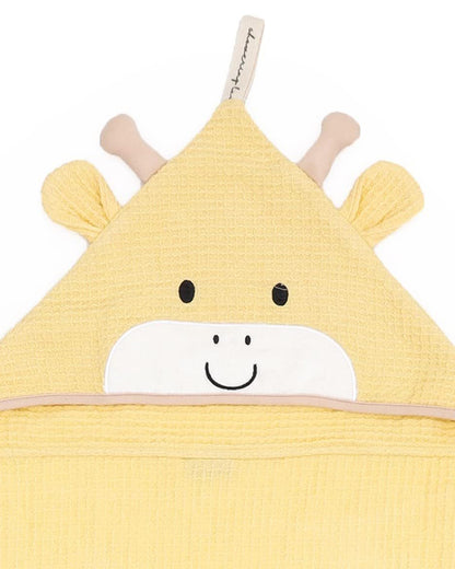 Mi Arcus Showering Love Hooded Baby Bath Towel Set-100% Cotton-With 3 Face Washers-Yellow