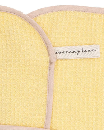 Mi Arcus Showering Love Hooded Baby Bath Towel Set-100% Cotton-With 3 Face Washers-Yellow