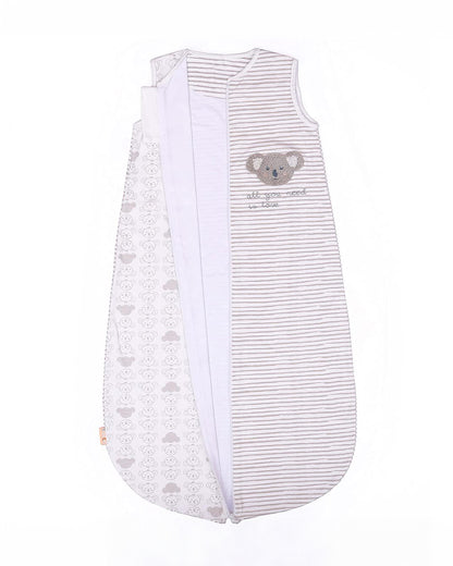 Mi Arcus Koala Knitted Baby Sleeping Bag-Sleeveless-Cotton-Light Grey-Newborn Bed