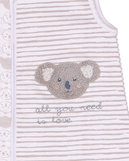 Mi Arcus Koala Knitted Baby Sleeping Bag-Sleeveless-Cotton-Light Grey-Newborn Bed