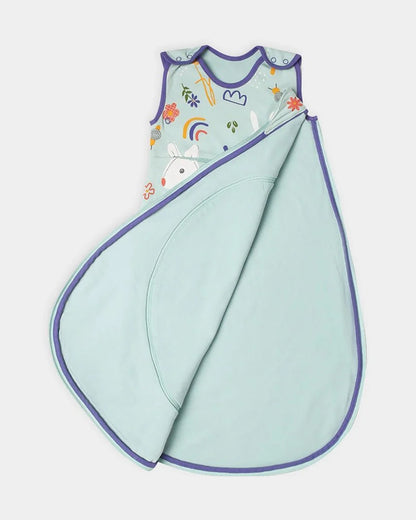 Mi Arcus Grow Kind Chrys Knitted Baby Sleeping Bag-with Zippers & Shoulder Button-Cotton-Light Blue-Newborn Bed