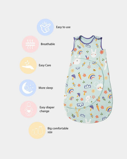 Mi Arcus Grow Kind Chrys Knitted Baby Sleeping Bag-with Zippers & Shoulder Button-Cotton-Light Blue-Newborn Bed