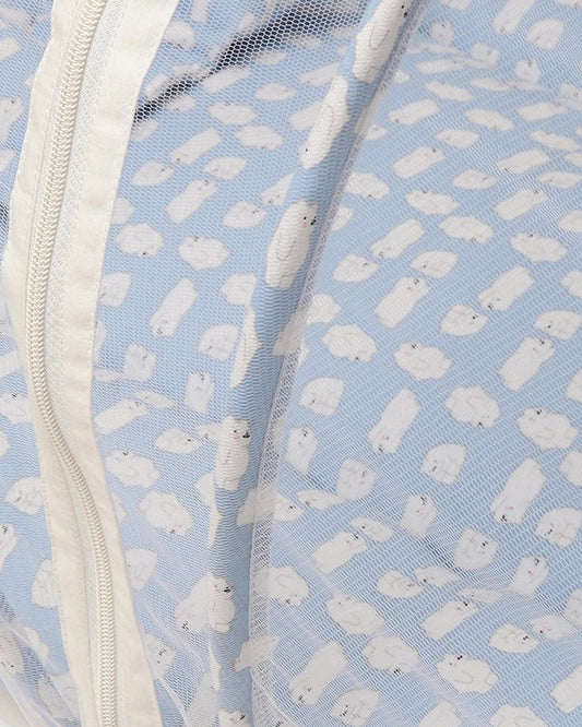 Mi Arcus Snowy Baby Mattress Set-With Mosquito Net & Baby Pillow-Light Blue-For Infants